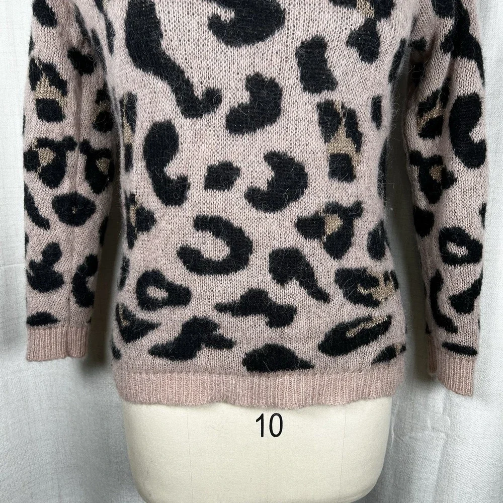Anthropologie Elsamanda Made‎ in Italy Leopard Print Wool Alpaca Sweater Small